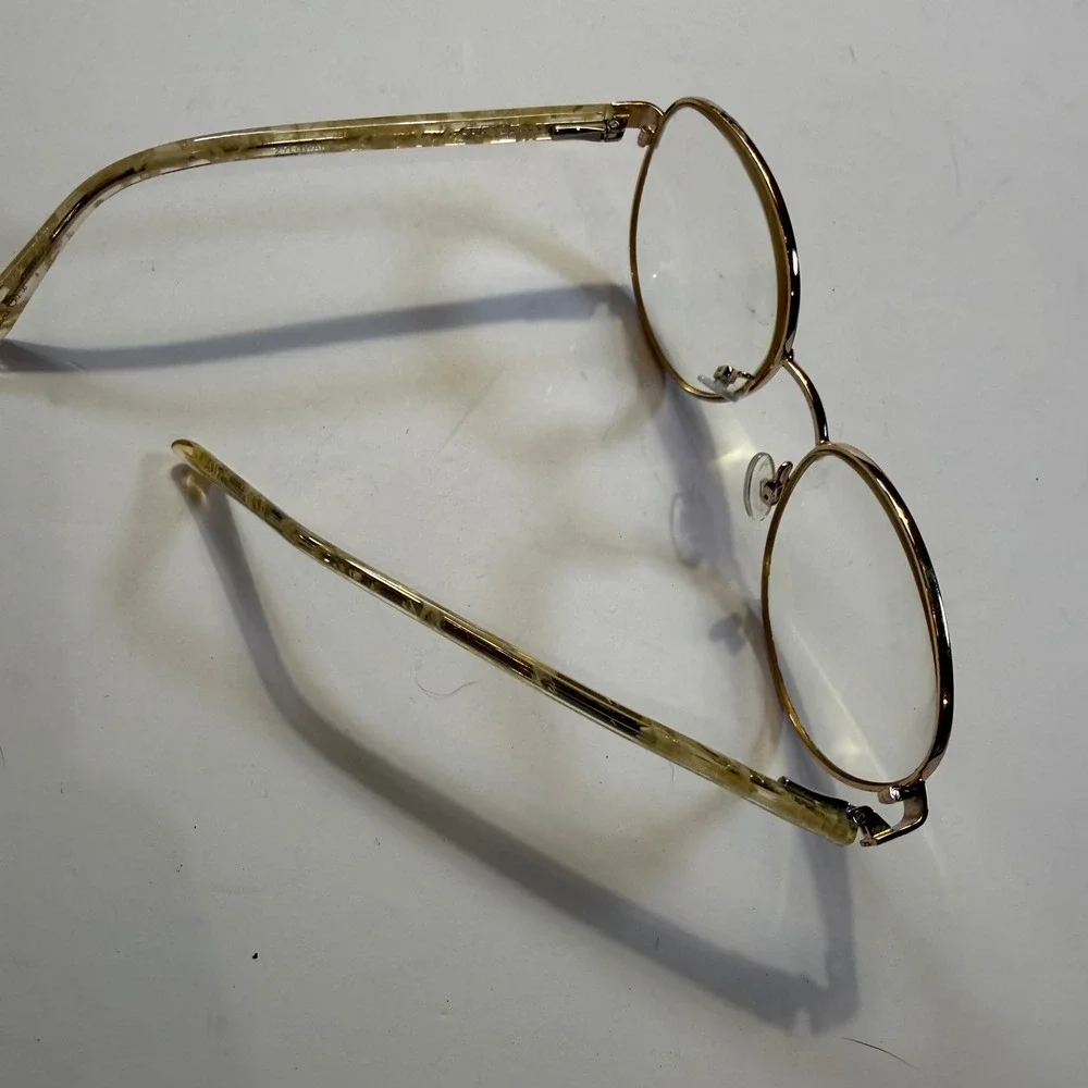 Vintage Zyloware TM509 Eyeglass Frames only 50-19-135 Cream Marble Gold Round